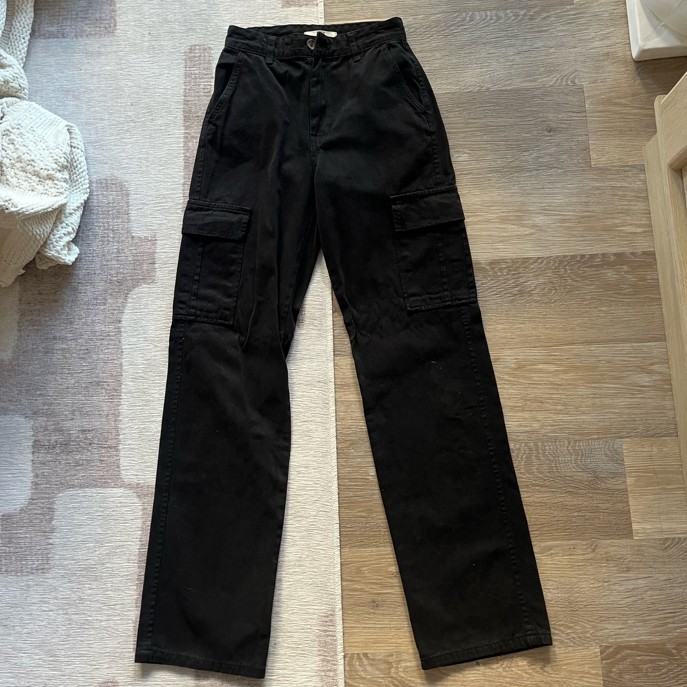 Stradivarius Black Cargo Pants
